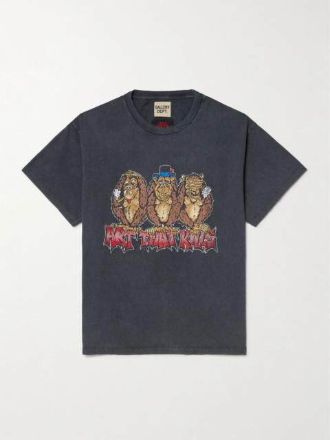 GALLERY DEPT. See No Evil Glittered Printed Cotton-Jersey T-Shirt Black