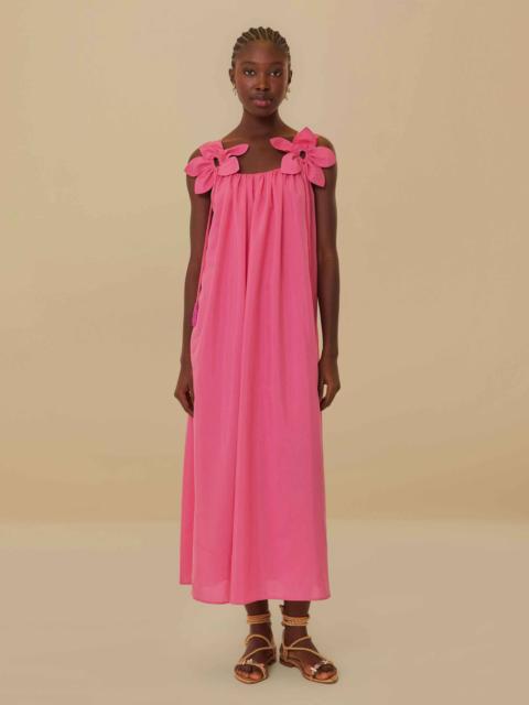 FARM RIO Pink Floral Details Sleeveless Midi Dress