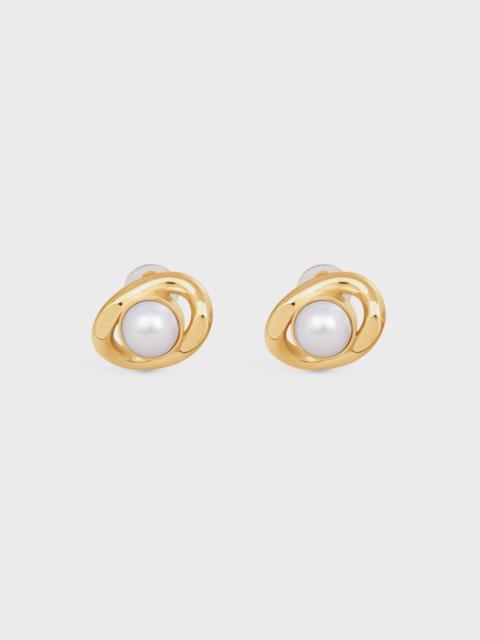 CELINE Les Perles Celine Maillon Earrings in Brass with Gold Finish and Resin Pearls