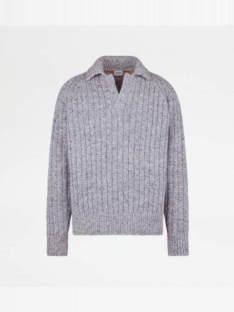 Tod's CASHMERE BLEND PULLOVER - BEIGE