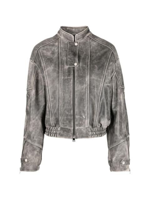 MANOKHI distressed-effect leather jacket