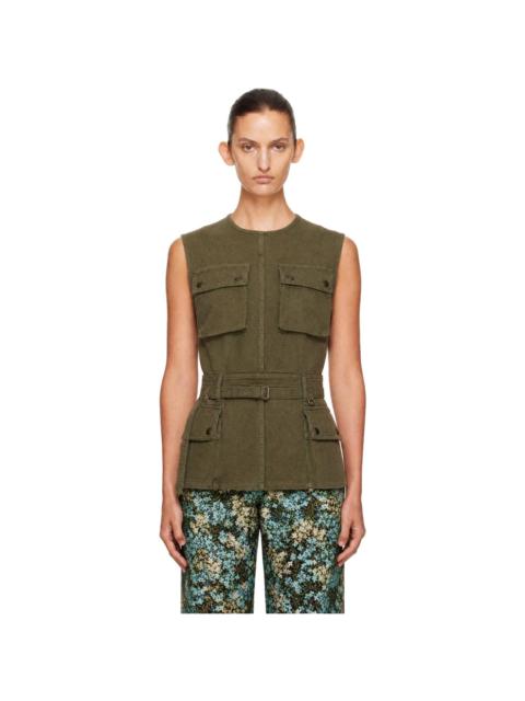 Dries Van Noten Green Overdyed Utility Top