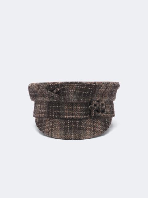 RUSLAN BAGINSKIY Logo checked wool newsboy cap