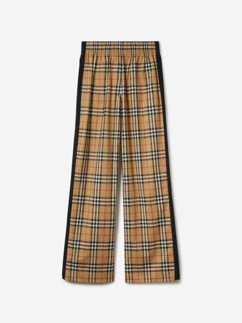 Side Stripe Vintage Check Stretch Cotton Trousers