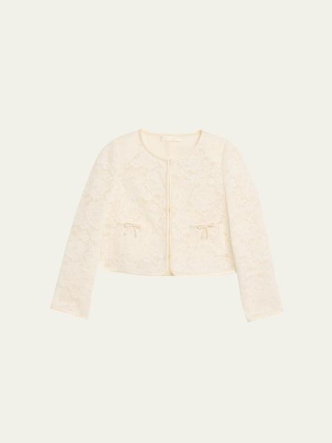 LoveShackFancy Junetta Floral Lace Cropped Jacket