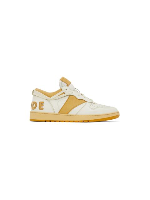 Rhude SSENSE Exclusive White & Beige Rhecess Low Sneakers