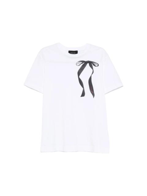 Simone Rocha RIBBON BOW TAIL PRINT T-SHIRT - WHITE/BLACK