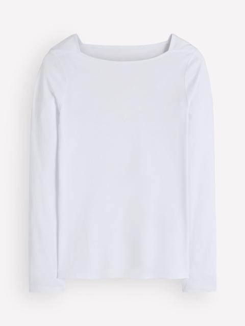 BODEN Square Neck Long Sleeve-White