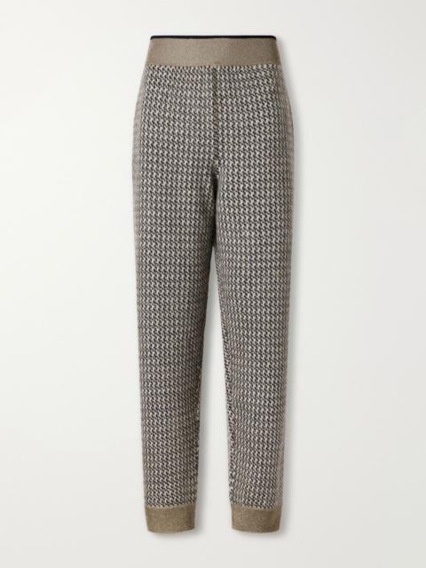 Brunello Cucinelli Rib-trimmed houndstooth tapered sweatpants Brown