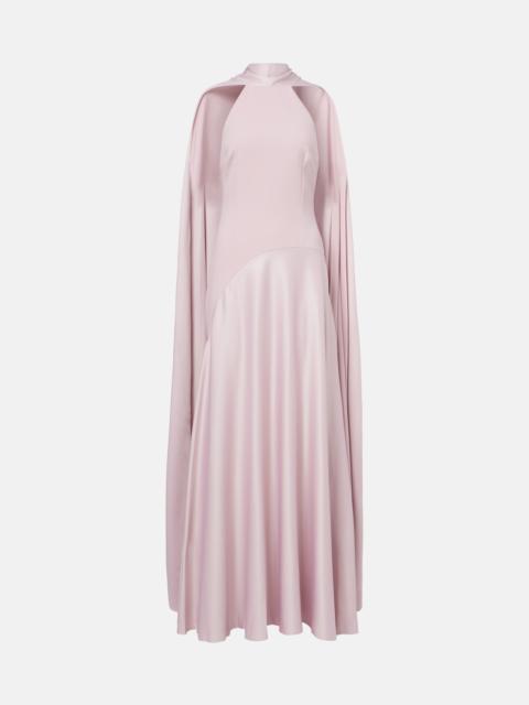 SOLACE LONDON Cece halterneck crêpe and satin gown