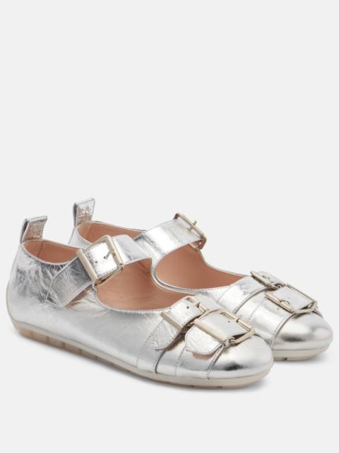Simone Rocha Buckle Ballerina Grip leather ballet flats