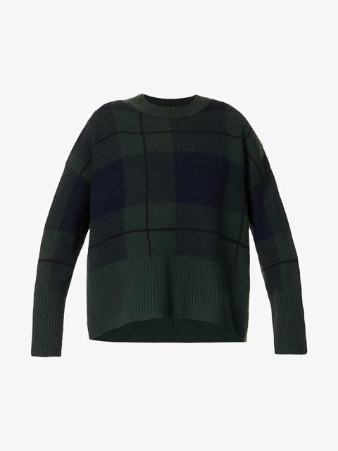 Gloria tartan-pattern wool-blend jumper