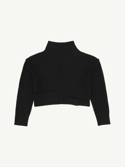 MM6 Maison Margiela Gauge Black Boxy Distressed Jumper | REVERSIBLE