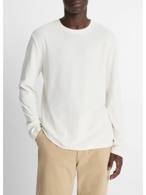 Vince Micro-Waffle Pima Cotton Double-Collar Long-Sleeve T-Shirt