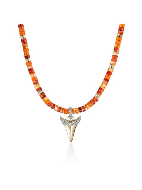 JOHN HARDY Sharktooth Heishi Necklace, Gold, Hardstones, Enamel, Diamonds