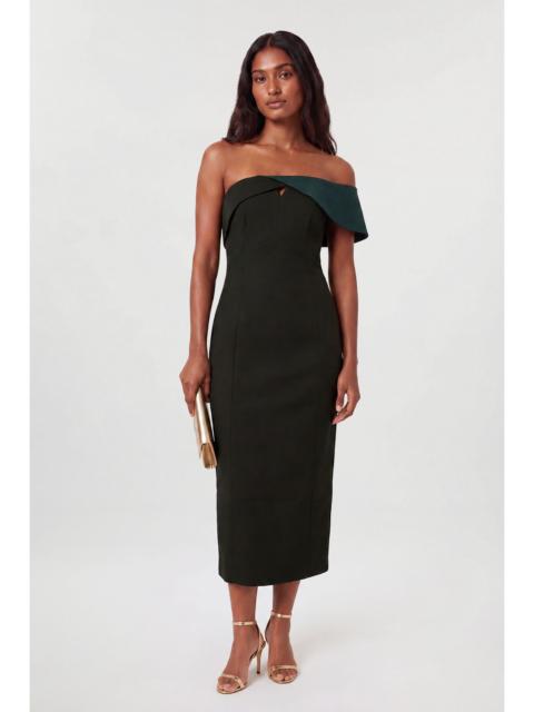 KAREN MILLEN Asymmetric Bardot Tailored Mid Pencil Dress
