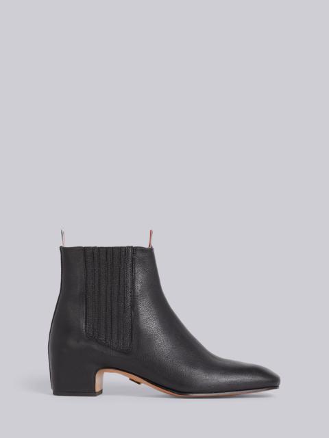 Thom Browne Black Pebbled Calfskin Block Heel Chelsea Boot