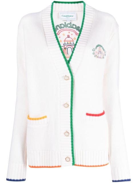 embroidered merino-blend cardigan