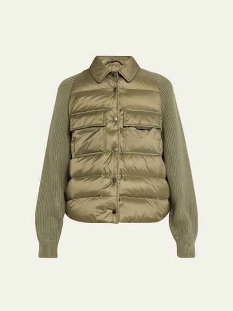 Brunello Cucinelli Superlight Down Padded Jacket With Knit Sleeves