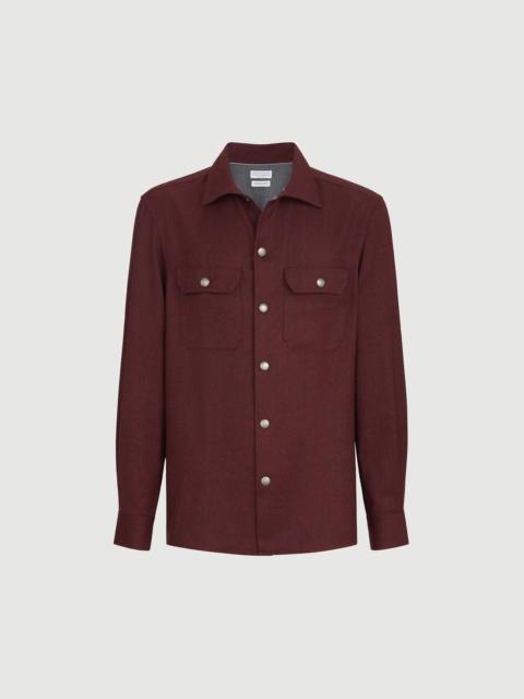 Brunello Cucinelli Virgin wool flannel overshirt with spread collar and chest pockets