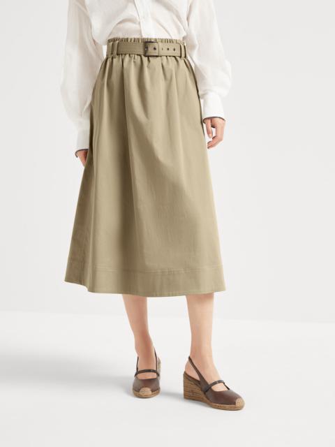 Brunello Cucinelli Stretch cotton gabardine belted circle skirt