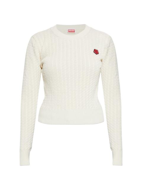 KENZO cable-knit flower-patch sweater