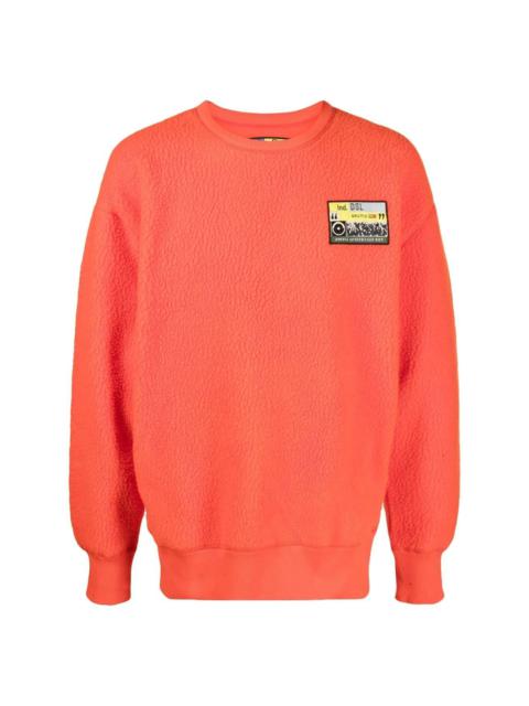 logo-patch fleece reversible sweatshirt