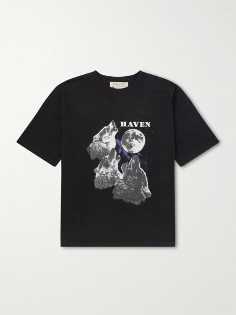 REMI RELIEF Howling Wolves Printed Cotton-Jersey T-Shirt