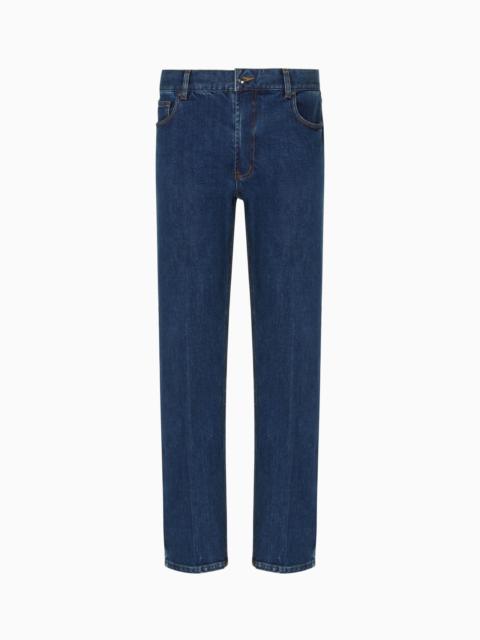 EMPORIO ARMANI J76 STRAIGHT-FIT JEANS IN STRETCH DENIM WITH LOGO POCKET