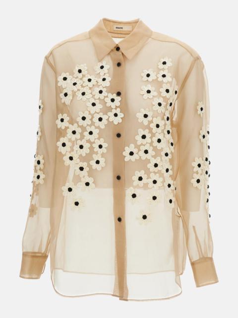 KHAITE Argo Shirt with Floral Appliqués
