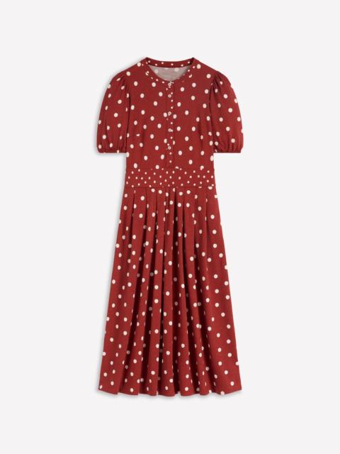 BODEN Amber Pleat Jersey Midi Dress-Burnt Orange, Painted Dot