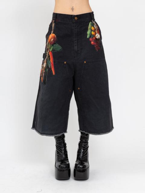 doublet Black Vegetable Embroidery Cut-Off Pants