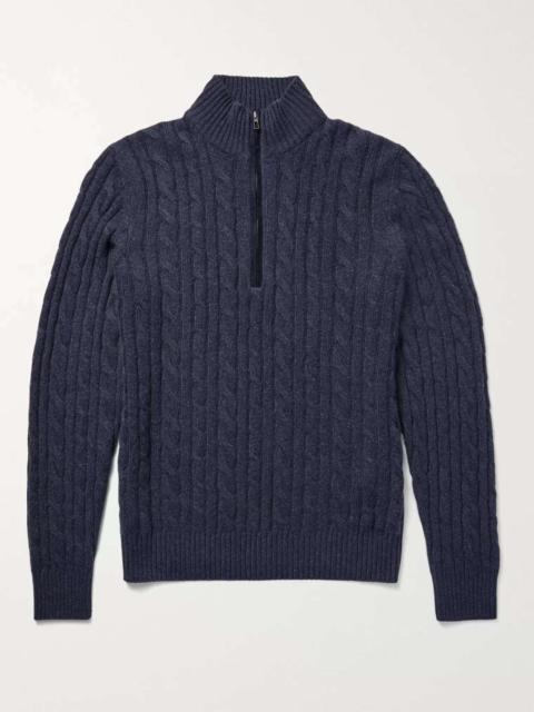 Loro Piana Cable-Knit Baby Cashmere Half-Zip Sweater