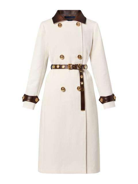 Louis Vuitton Leather Accent Ribbed Long Coat