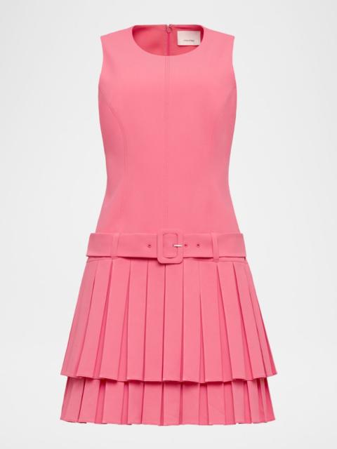 Cinq à Sept Reena Belted Sleeveless Pleated Mini Dress