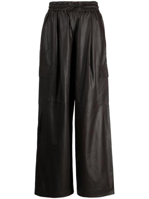 Yves Salomon drawstring leather cargo trousers