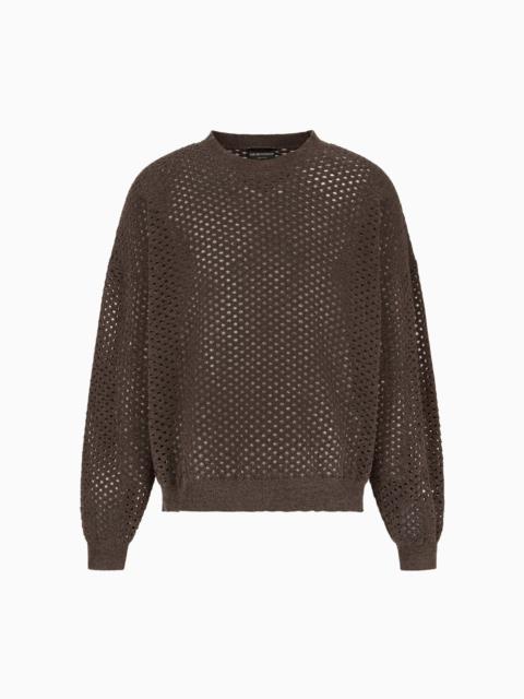 EMPORIO ARMANI JUMPER IN A PERFORATED, PUNCH-STITCH CHENILLE