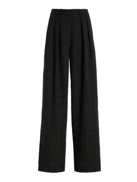 Proenza Schouler Pleated Melange Wide-Leg Pants grey