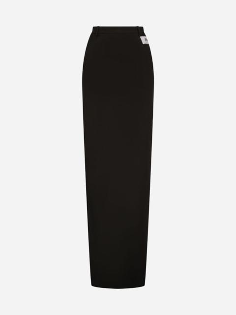 Dolce & Gabbana Long cady skirt with side zippers and slit