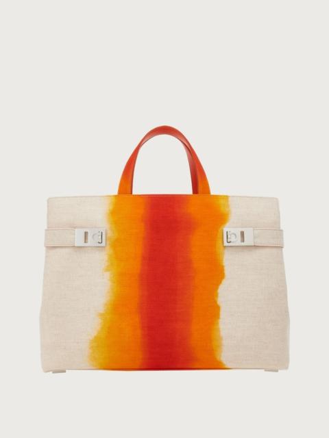 FERRAGAMO CANVAS TOTE BAG WITH AIRBRUSHING