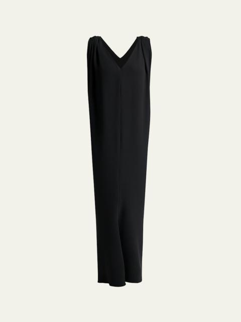 BALENCIAGA Sleeveless Silk-Wool Crepe Sack Maxi Dress