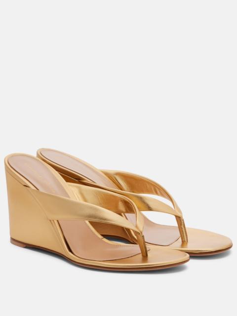 Gianvito Rossi Leather wedge thong sandals