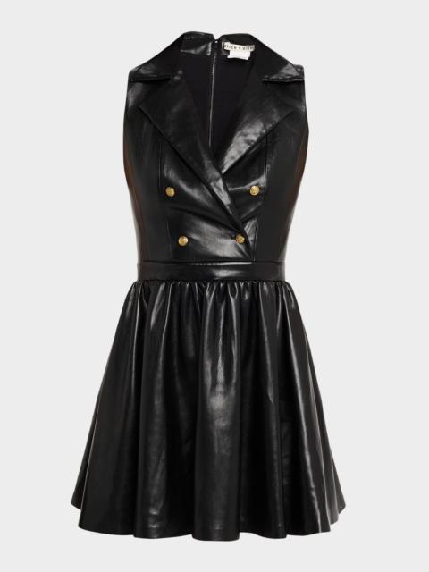 Alice + Olivia Emmy Sleeveless Vegan Leather Mini Dress
