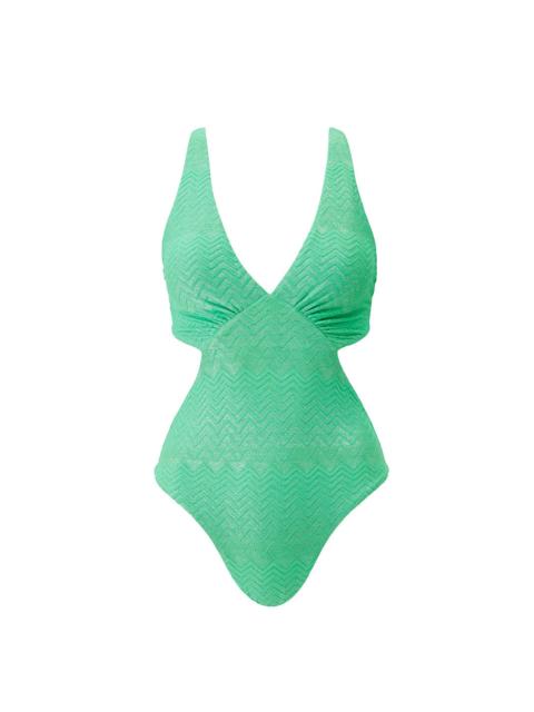 MELISSA ODABASH MESSINA ZIGZAG GREEN SWIMSUIT