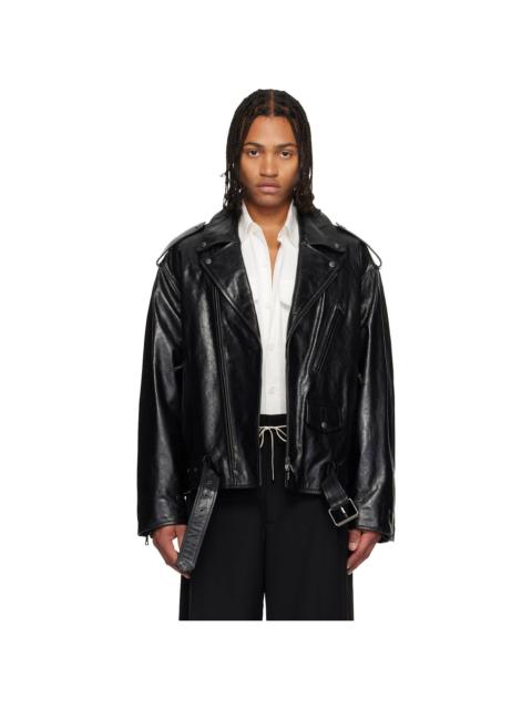 Dries Van Noten Black Biker Leather Jacket