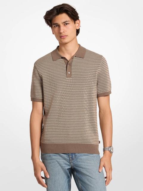 MICHAEL KORS Two-Tone Knit Polo Shirt