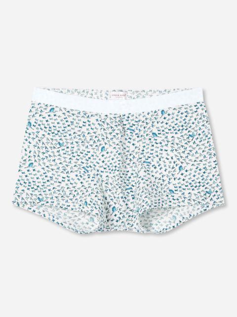 Derek Rose Men's Boxer Briefs Birds Pima Cotton Stretch White