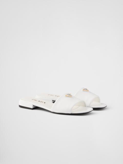 Saffiano patent leather slides