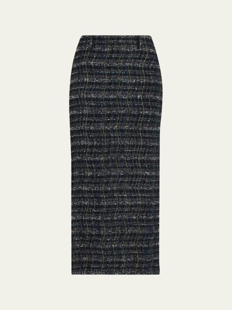 Missoni Paillette Wavy Check Tweed Midi Skirt