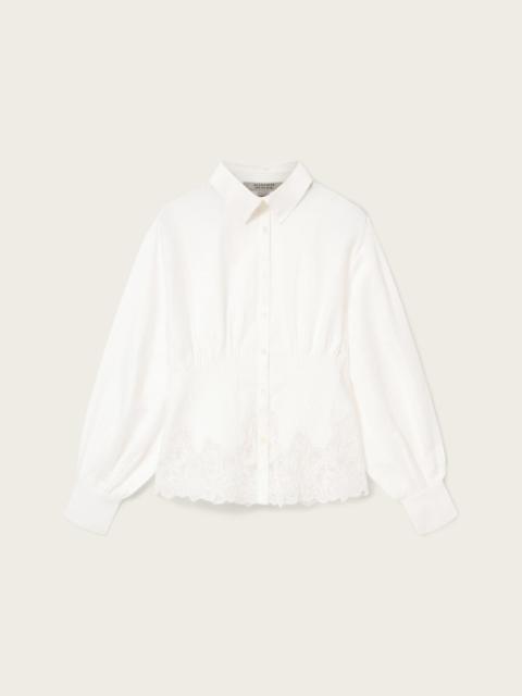ALLSAINTS CAROL LONG SLEEVE LACE TRIMMED SHIRT